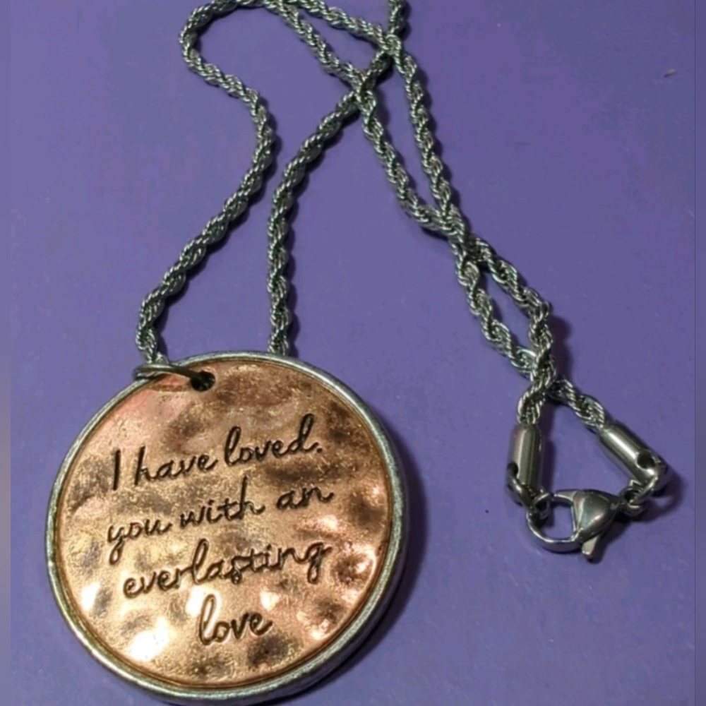 Vintage "EVERLASTING LOVE NECKLACE"  Silver Rope Chain